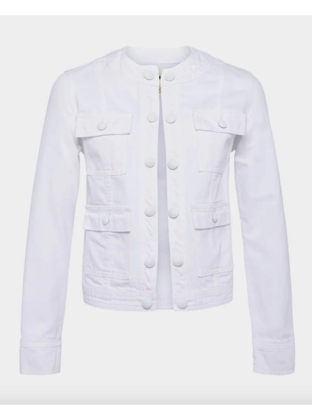 L'AGENCE White Yari Collarless Jean Jacket NWT